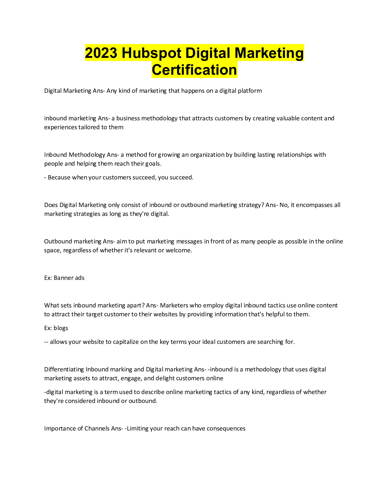 Preview image for 2023 Hubspot Digital Marketing  Certification